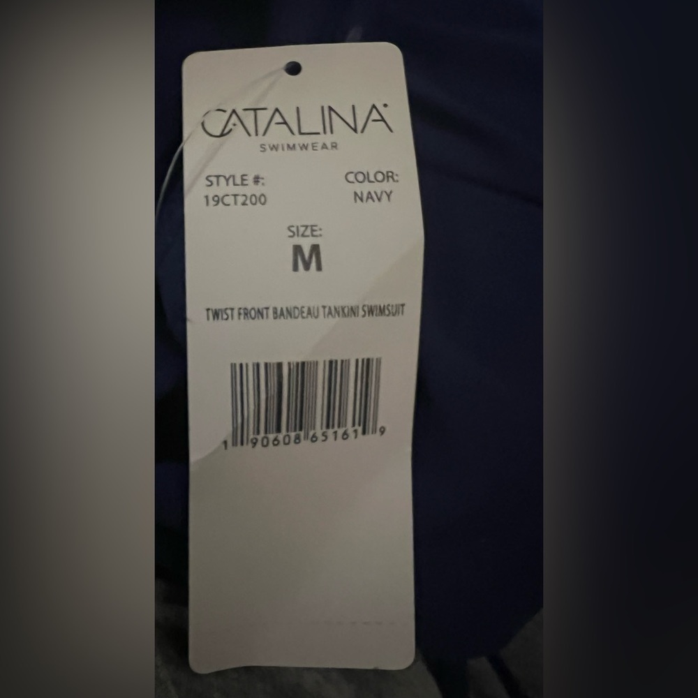 CATALINA TWIST FRONT BANDEAU TANKINI SWIMWEAR SIZE M NAVY - Picture 6 of 6